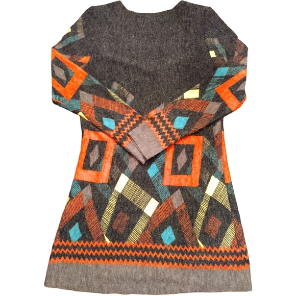 ADORE Sweater Dress, Size S, Dark Gray, Red, Blue, Yellow - Picture 3 of 6